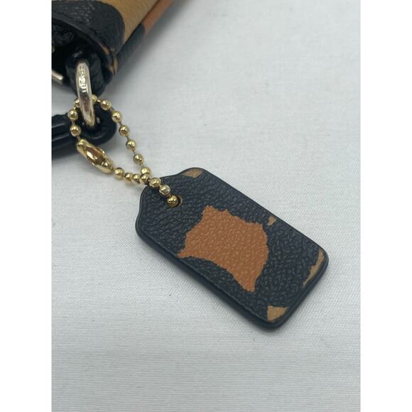 Coach Tan & Black Ocelot Print Coated Canvas Wristlet - Picture 7 of 11